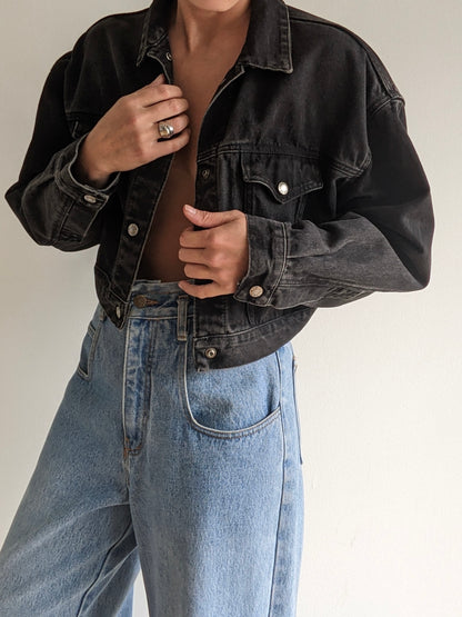 Vintage Calvin Klein Black Cropped Denim Jacket