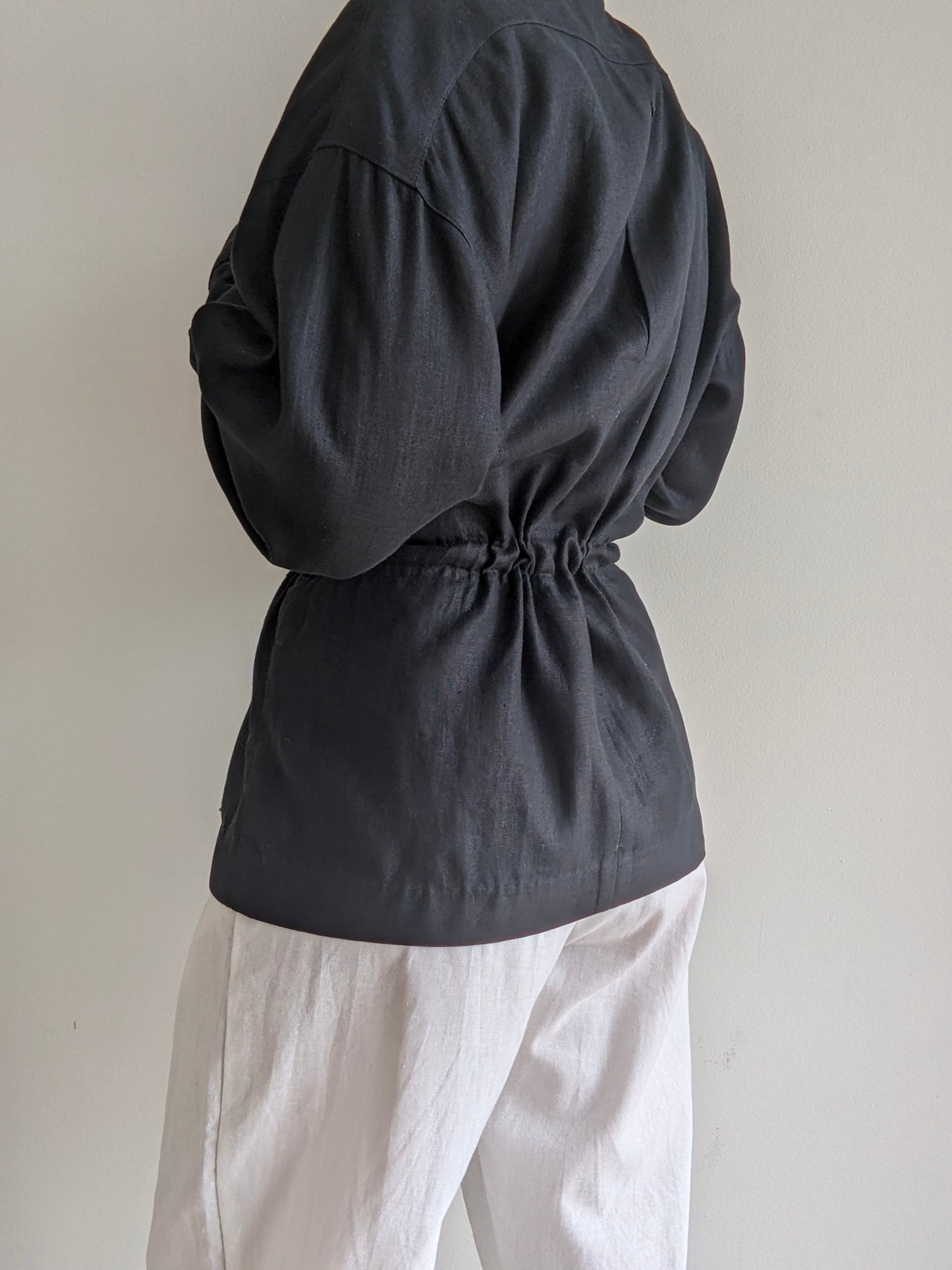 Vintage Onyx Woven Linen Tie Jacket