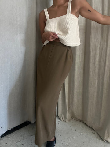 Vintage Latte Wool Long Skirt