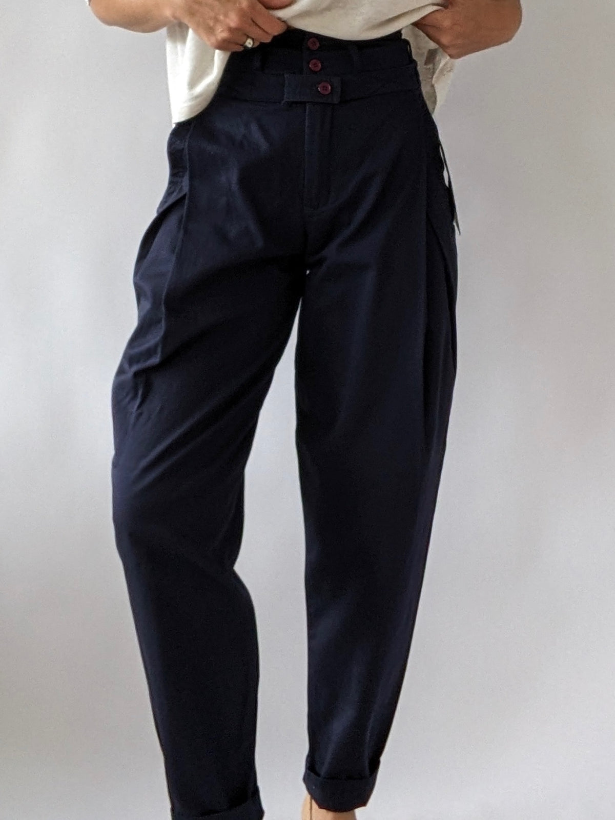 Vintage Midnight Pleated Twill Trousers
