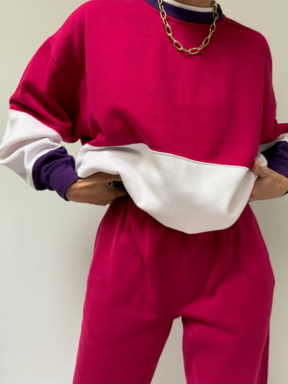 90s Bright Wide Striped Sweat Set