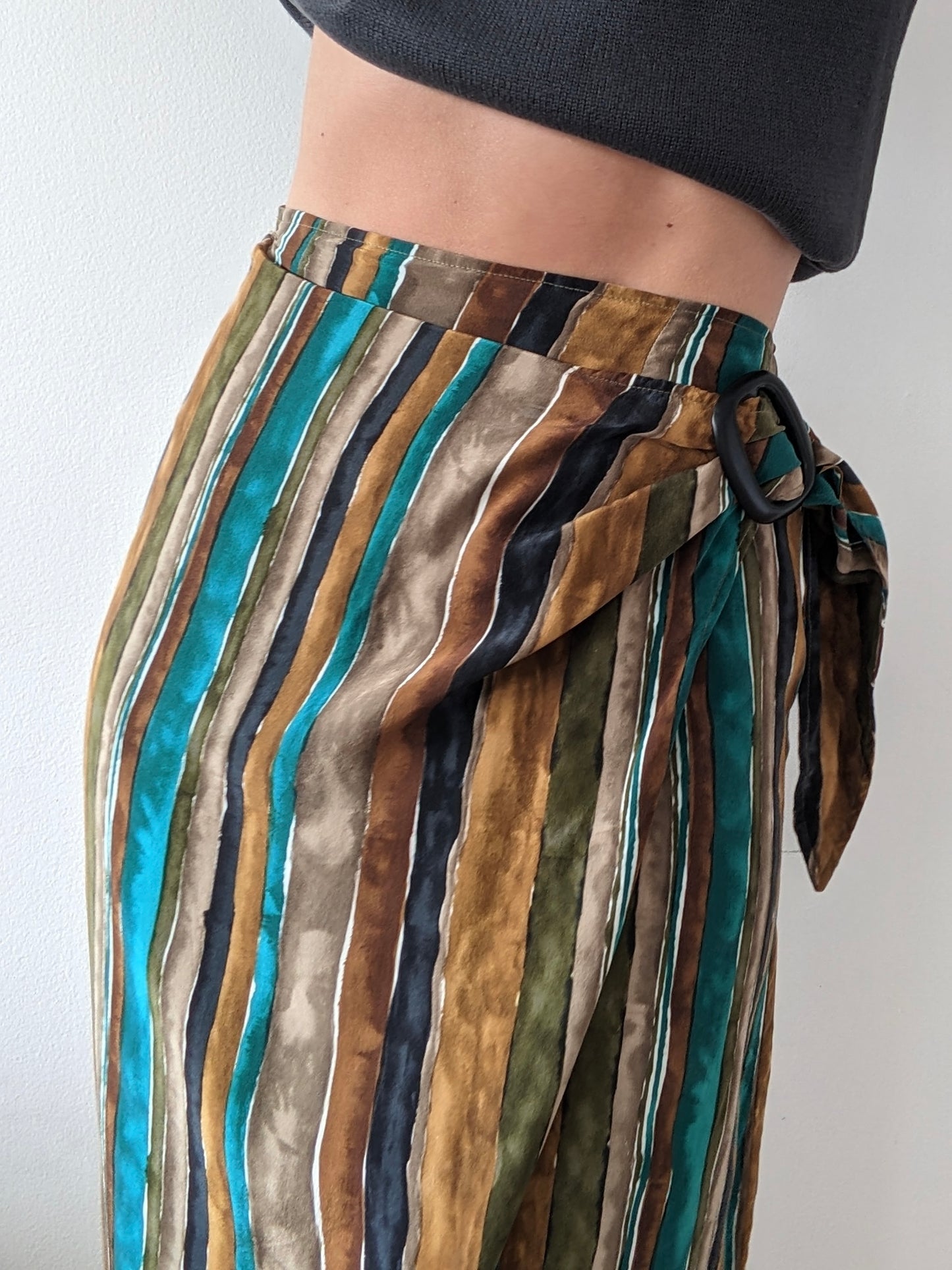 Vintage Striped Silk Wrap Skirt