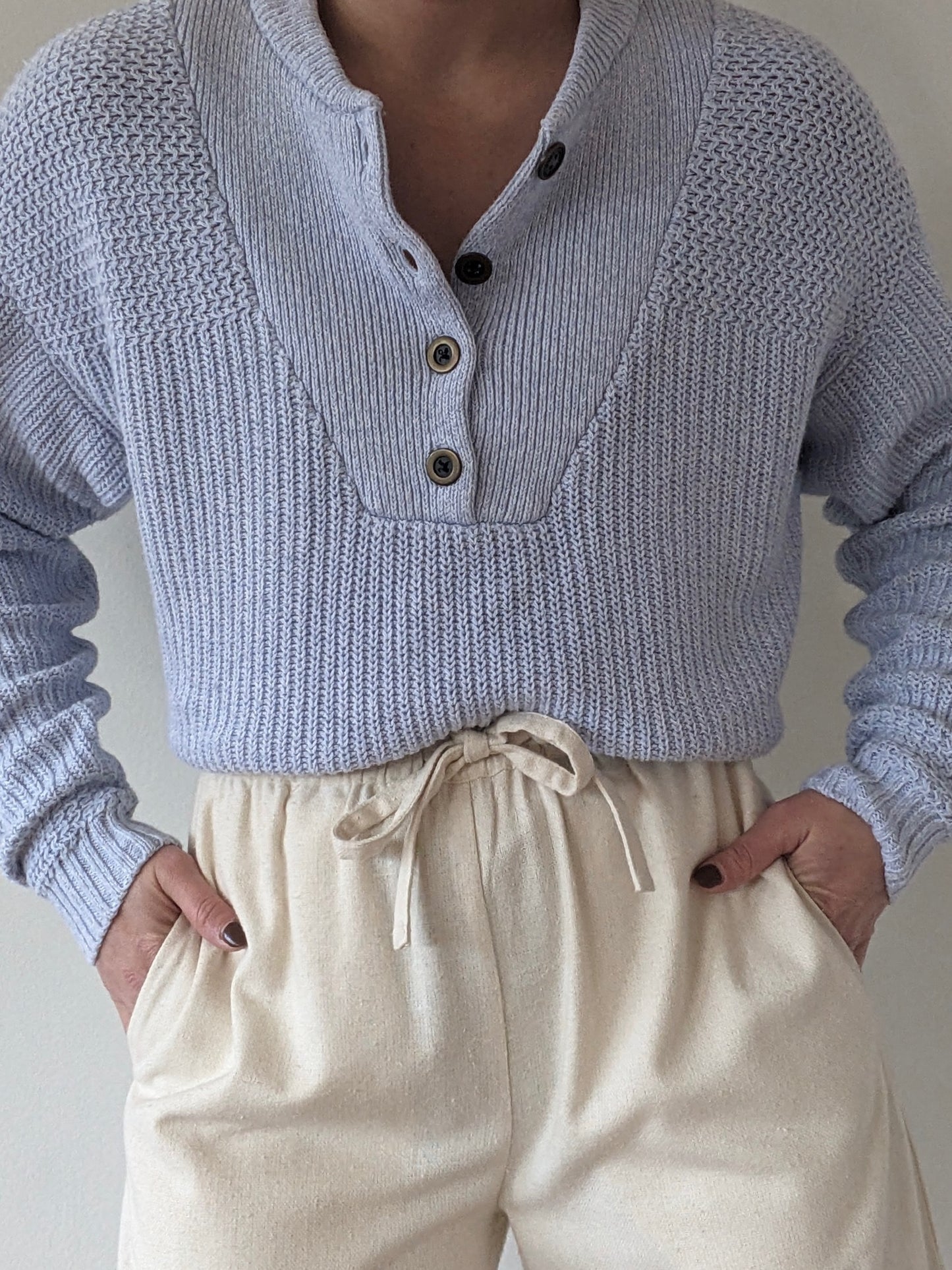 Favorite Vintage Sky Cotton Henley