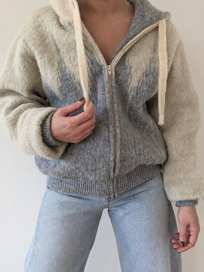 Vintage Icelandic Wool Hooded Zip Jacket