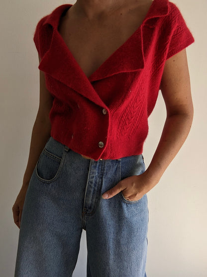 Vintage Cherry Angora Sweater Vest