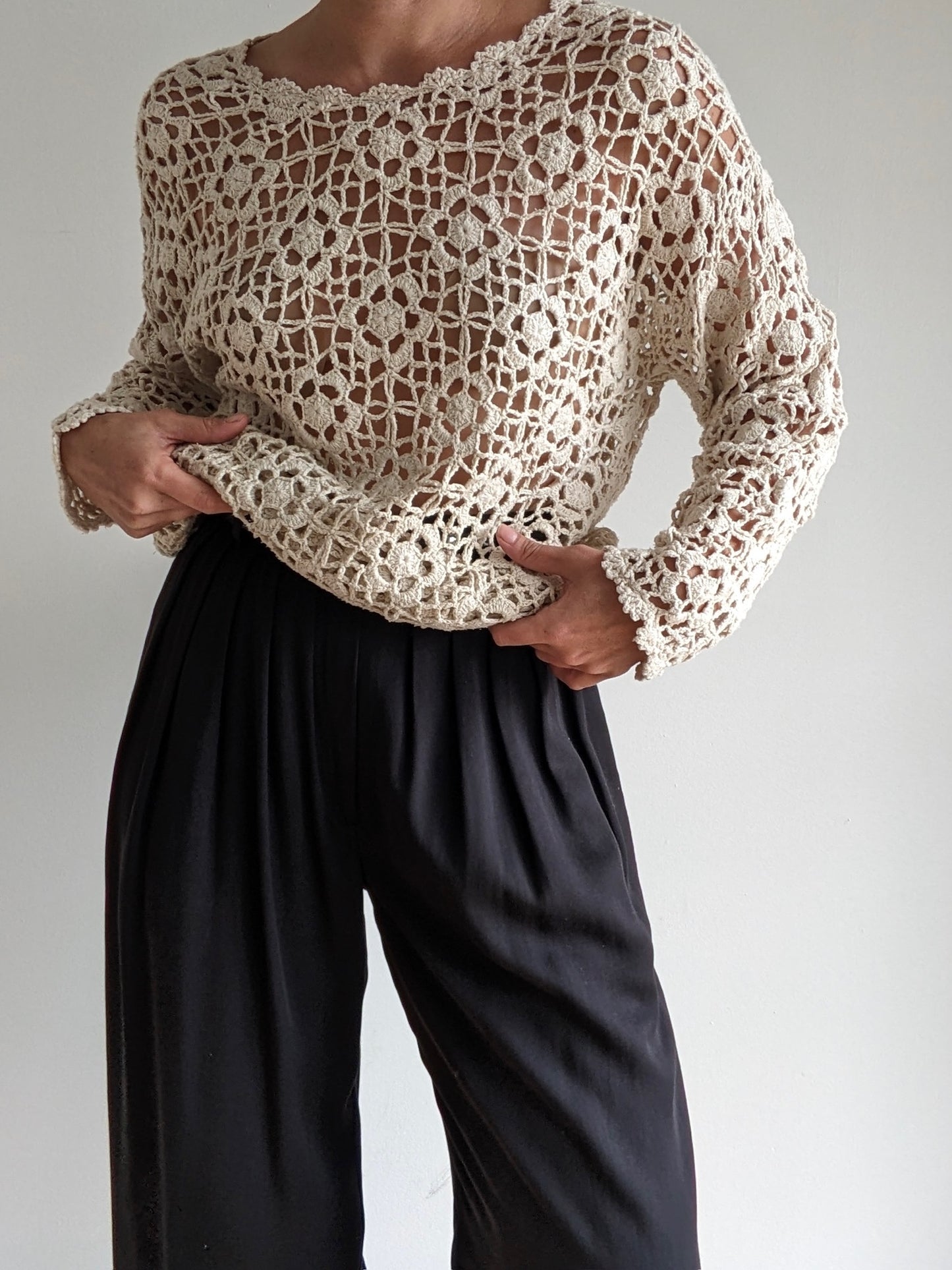 Vintage Floral Silk Crochet Tunic