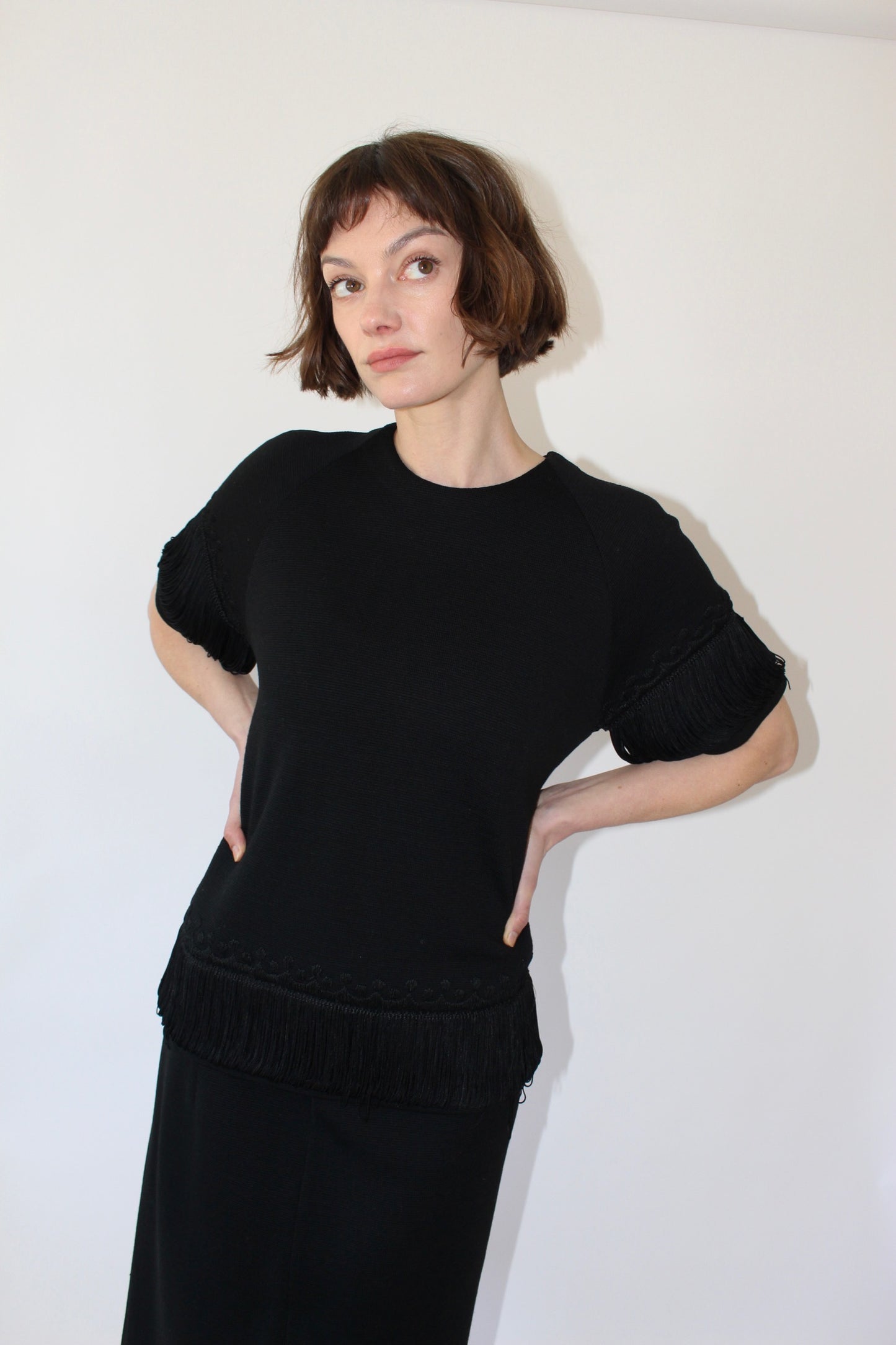 Vintage Wool Fringe Skirt Suit