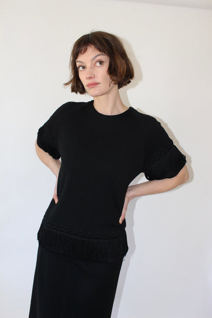 Vintage Wool Fringe Skirt Suit