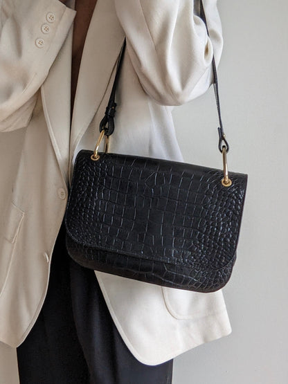 Vintage Saks Black Embossed Leather Purse
