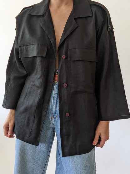 Vintage Onyx Linen Dolman Jacket