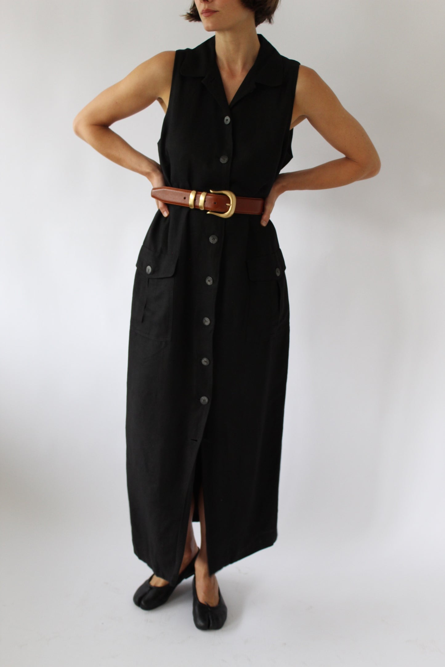 Vintage Caviar Linen Market Dress