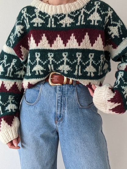 Vintage Hand Made Cowichan Wool Sweater