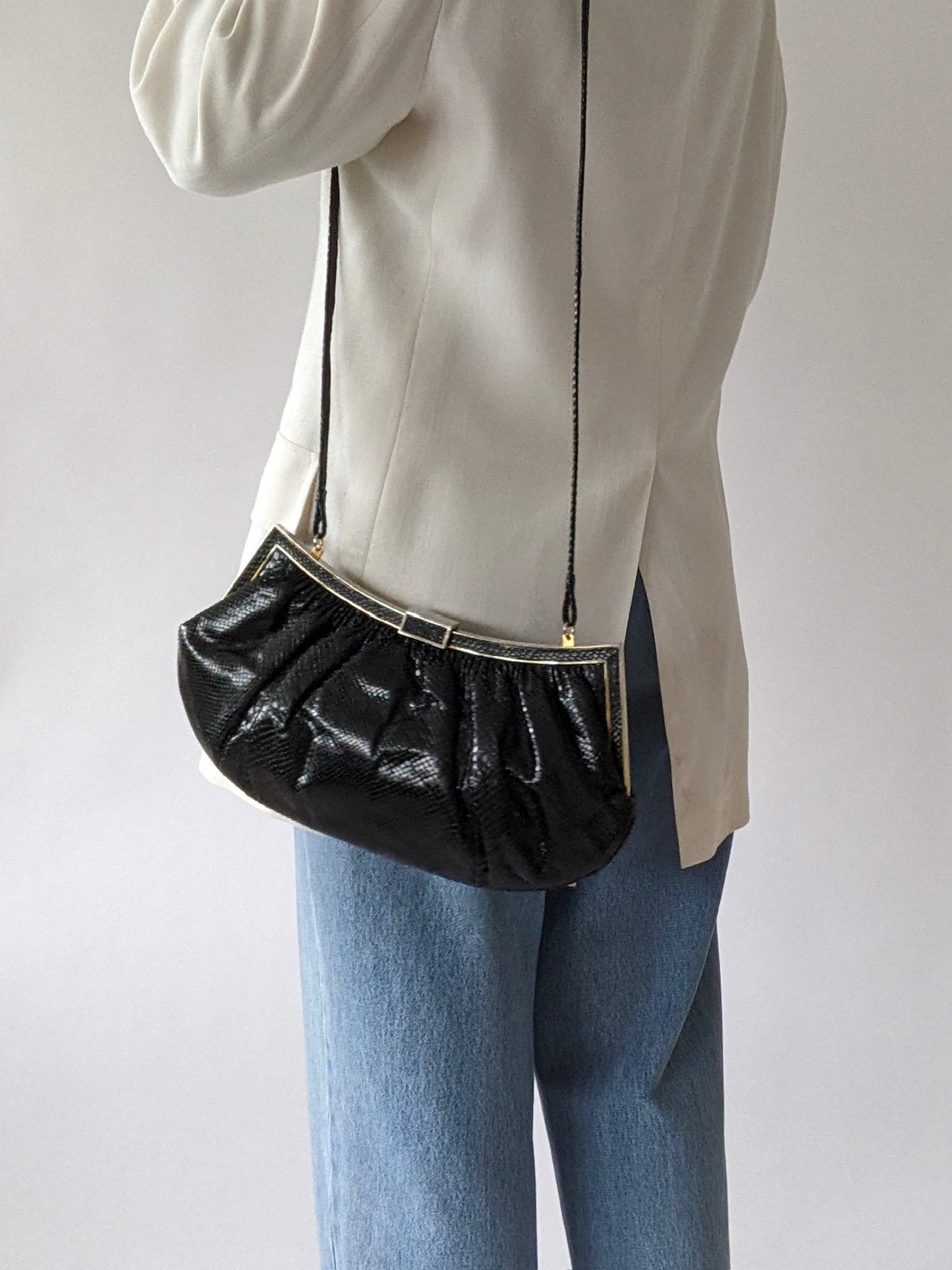 Incredible Vintage Caviar Snakeskin Leather Pouch Bag