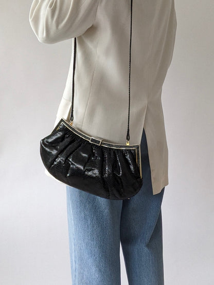 Incredible Vintage Caviar Snakeskin Leather Pouch Bag