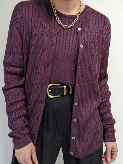 Vintage Plum Silk Cardigan Twin Set
