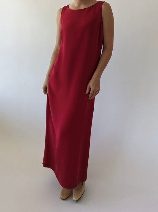 Vintage Raspberry Silk Dress