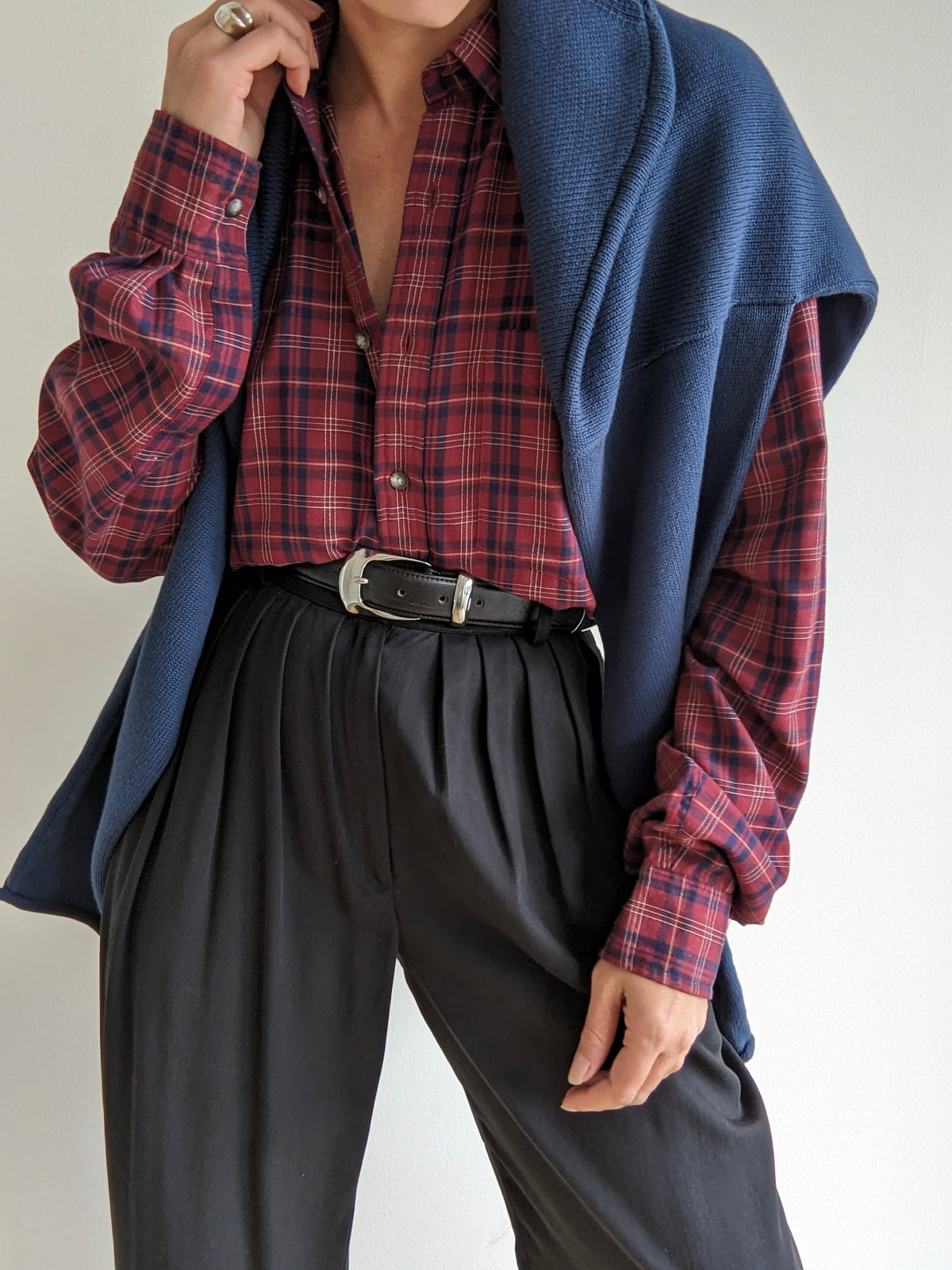 Vintage Yves Saint Laurent Plaid Cotton Shirt