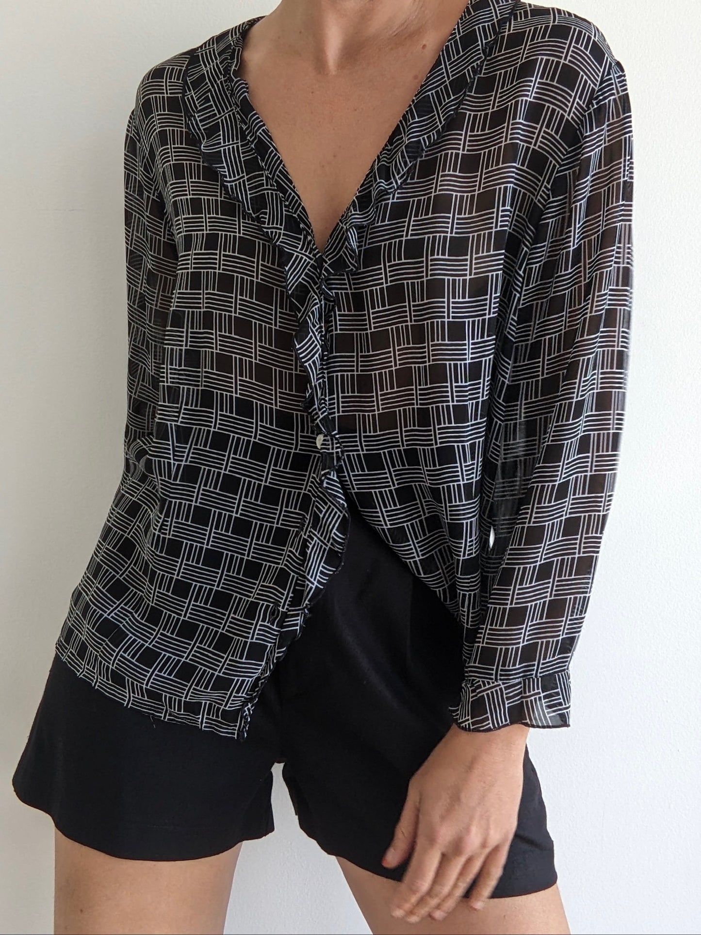 Vintage Sheer Patterned Blouse