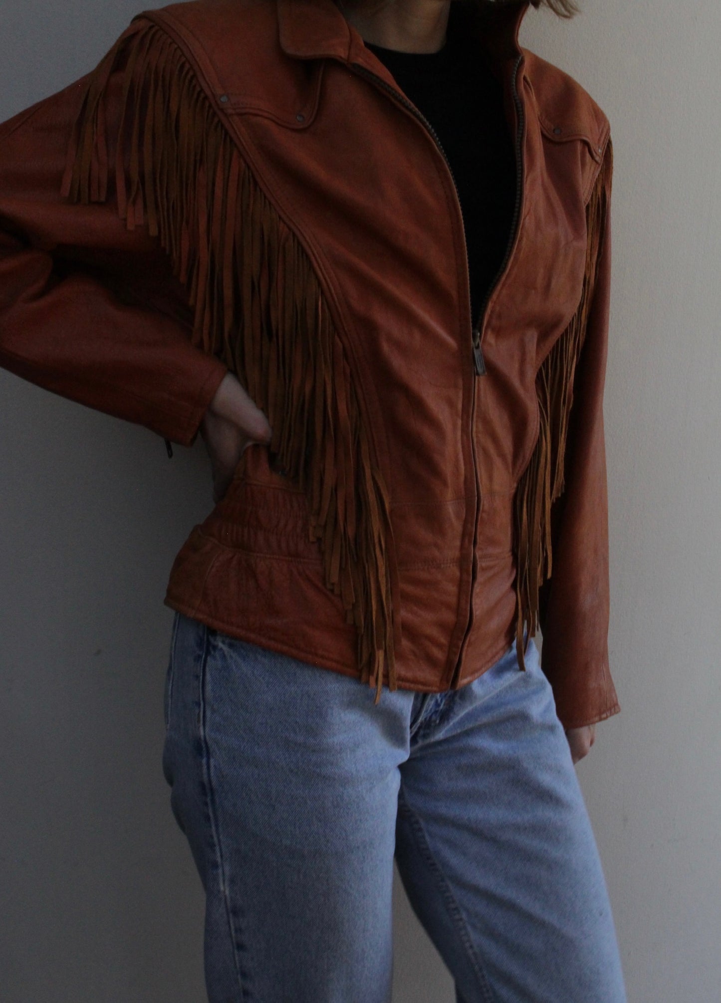 Absolute Favorite Vintage Pebbled Leather Fringe Jacket