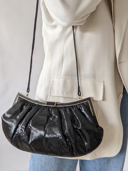 Incredible Vintage Caviar Snakeskin Leather Pouch Bag