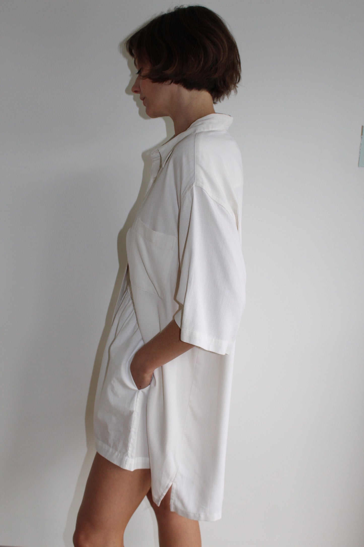 Vintage Waffled Silk Short Sleeve Shirt