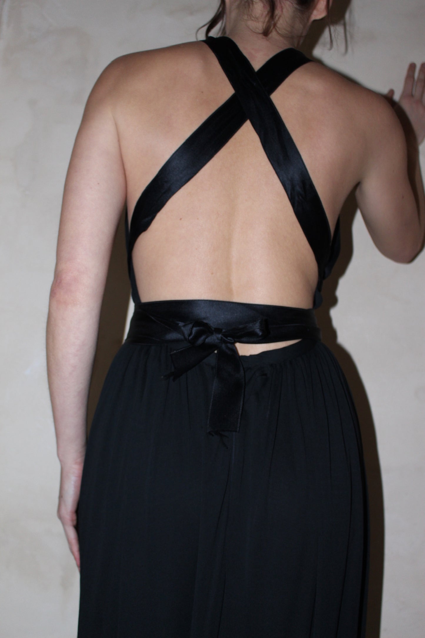 Vintage Onyx Grecian Halter Dress