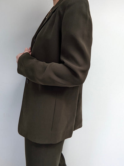 Stunning Vintage Olive Silk Pantsuit