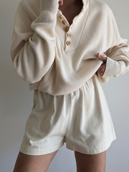 Classic Vintage Buttercream Cotton Henley