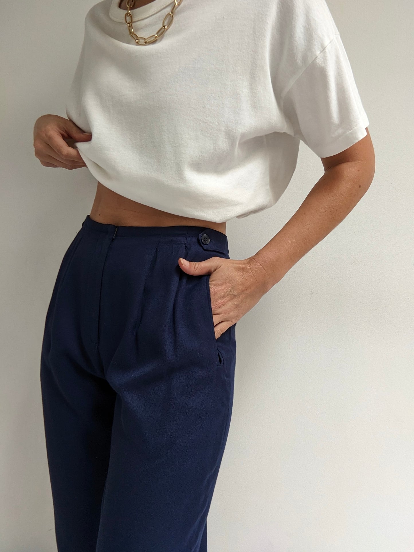 Vintage Midnight Pleated Trousers