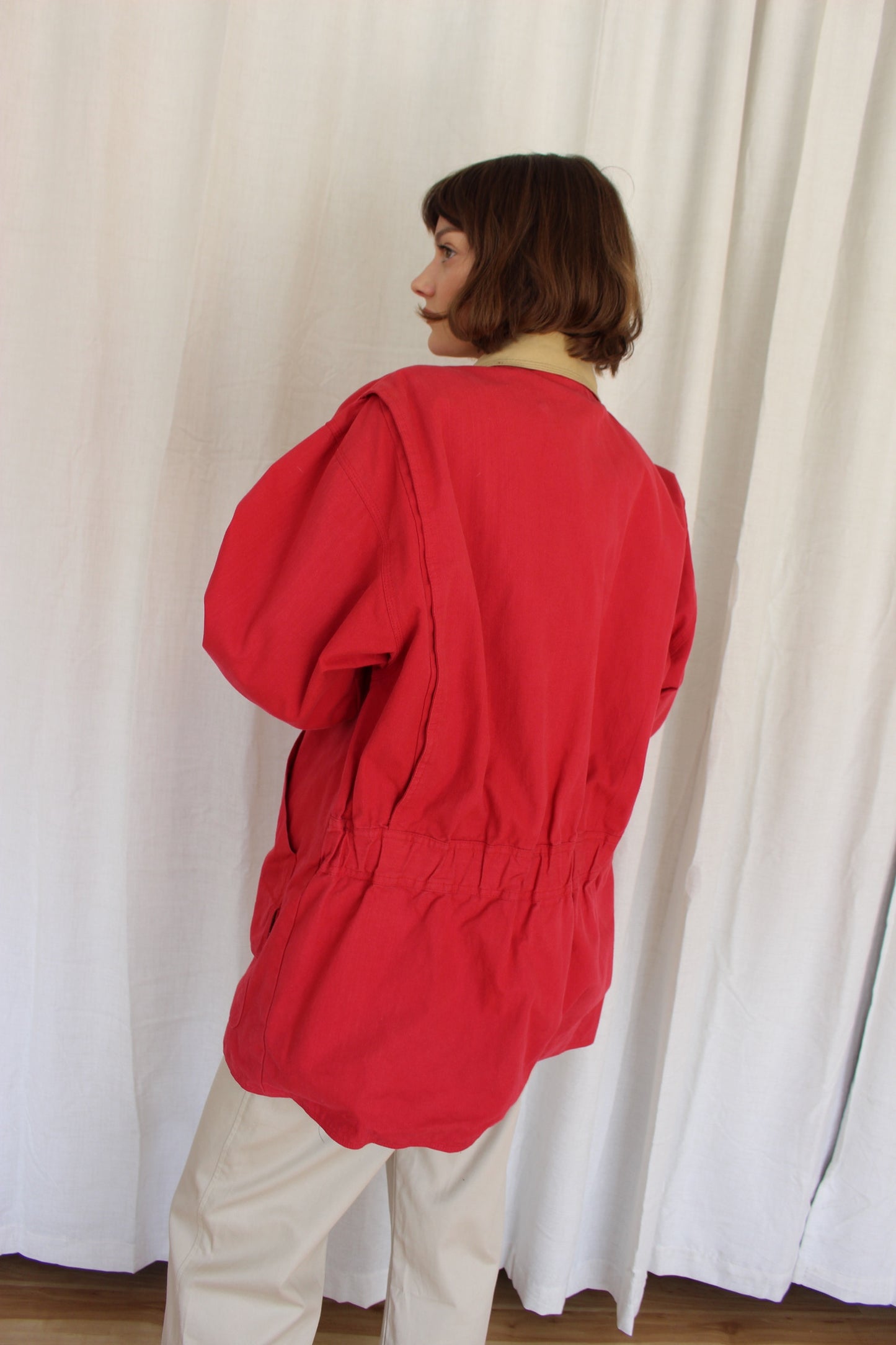 Vintage Candy Red Cotton Chore Coat