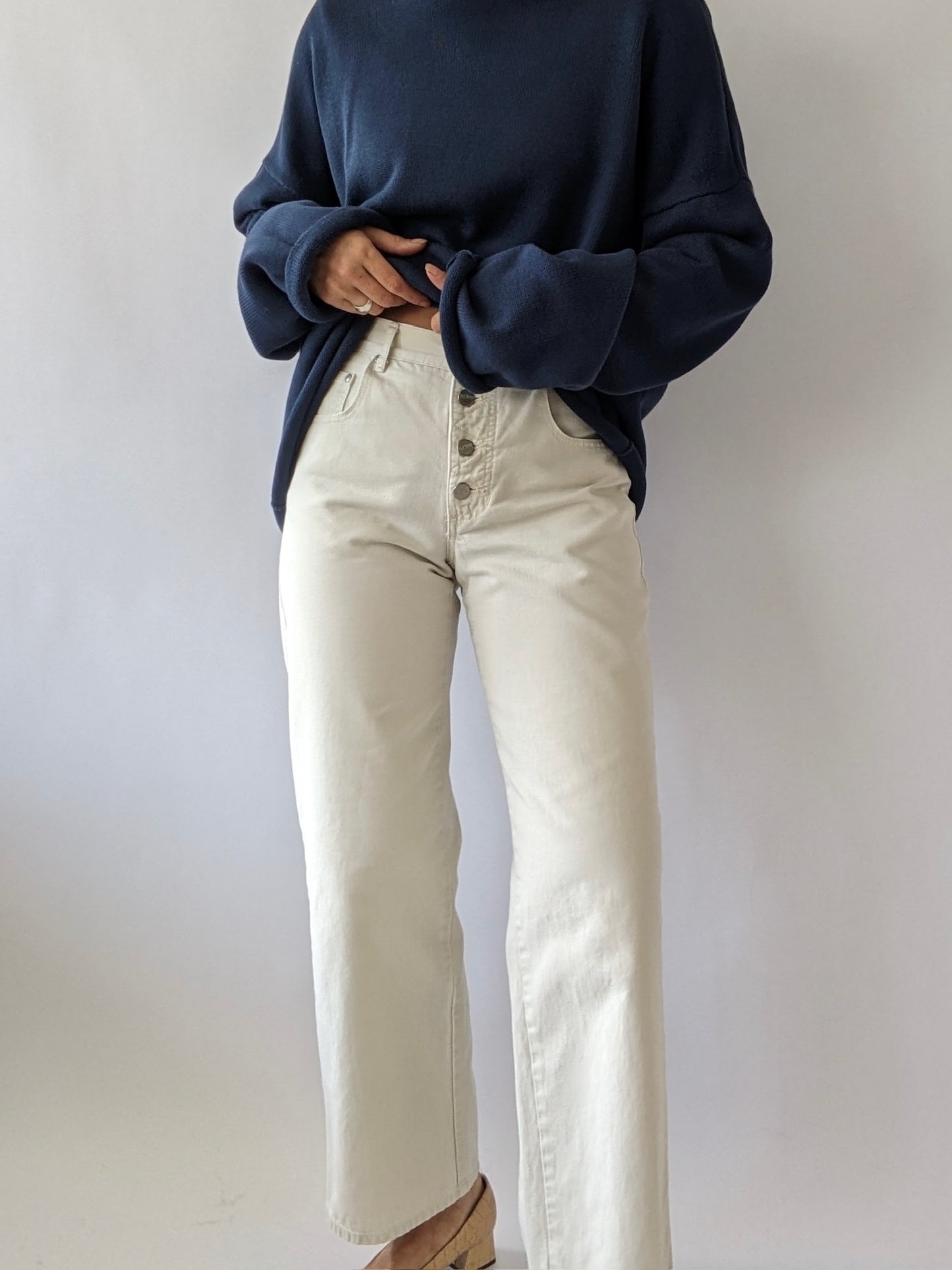 Vintage Wide Leg Button-Fly Denim