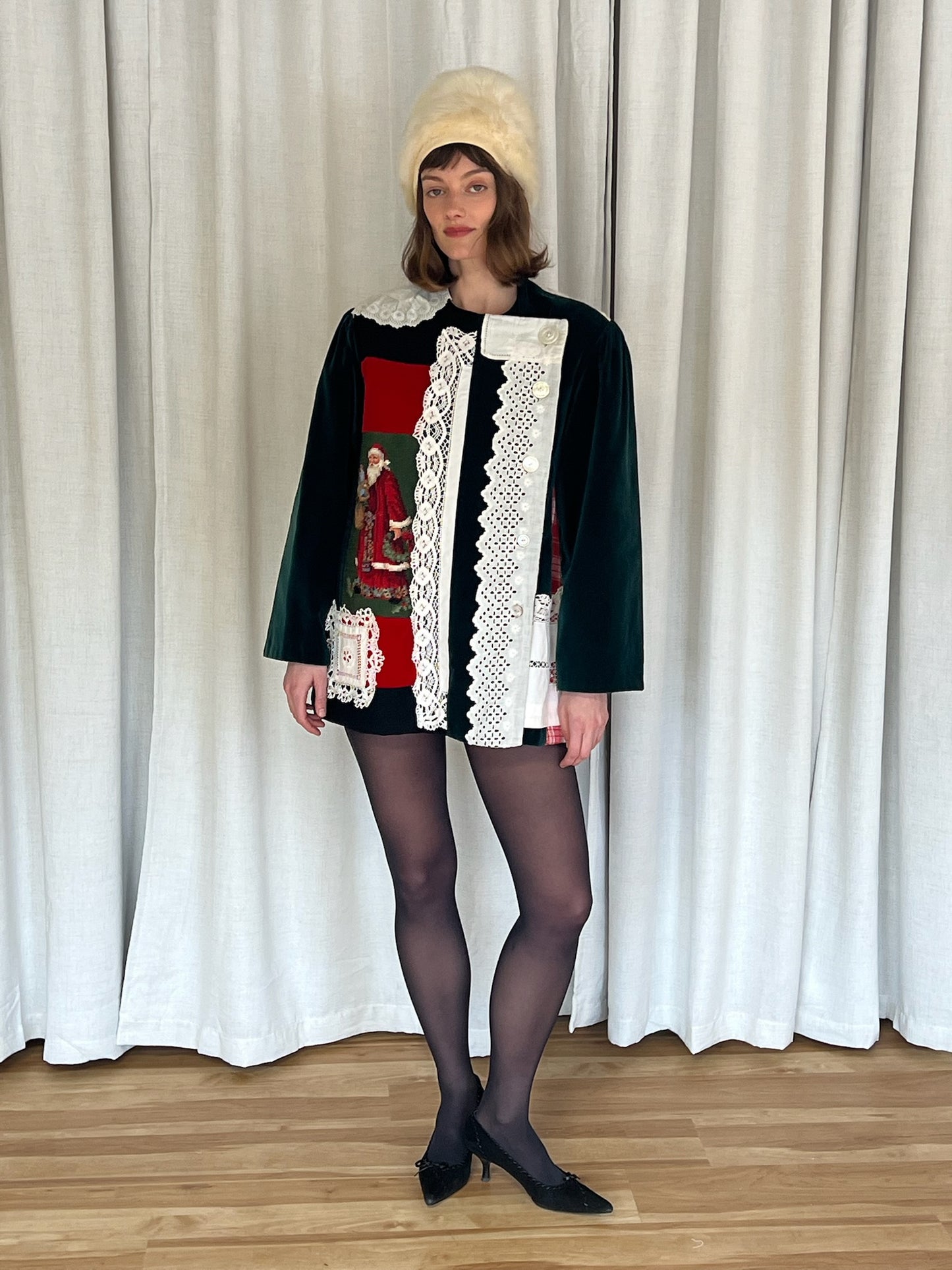Absolutely Incredible Vintage Patchwork & Lace Holiday Jacket