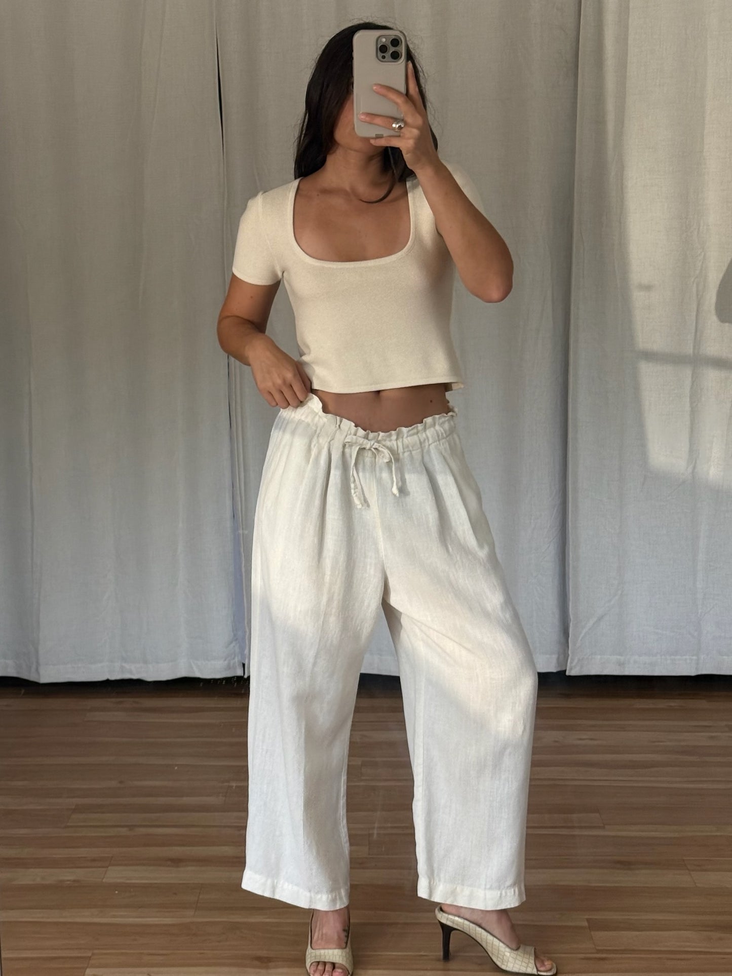 Vintage Buttercream Linen Leisure Pants