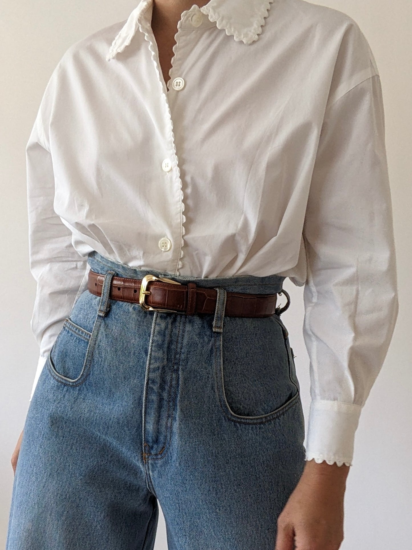 Vintage Emanuel Ungaro Scalloped Cotton Bodysuit