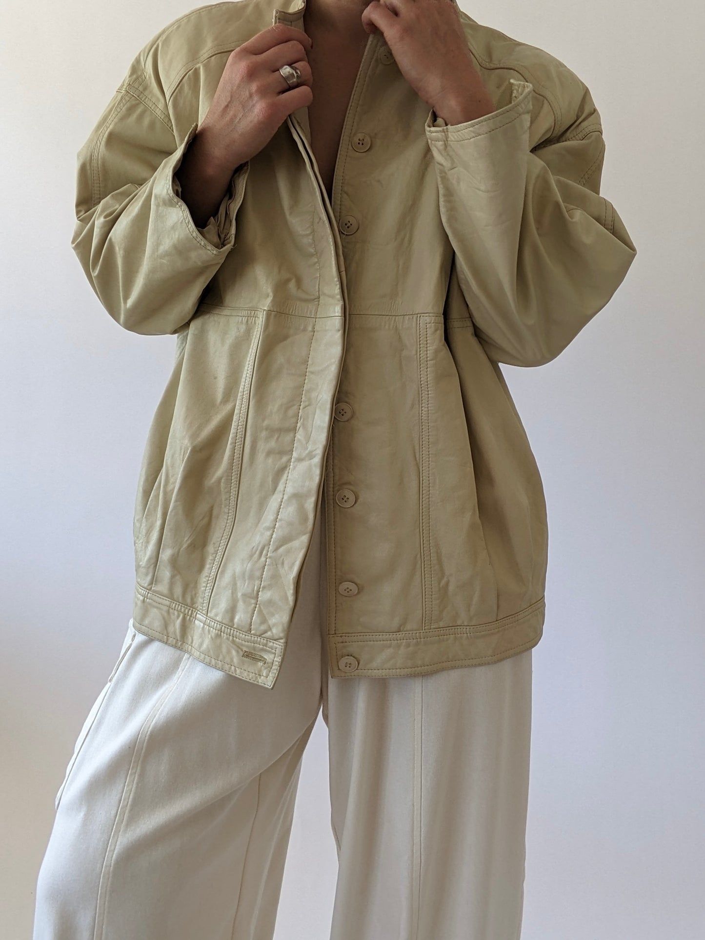 Amazing Vintage Sand Leather Jacket