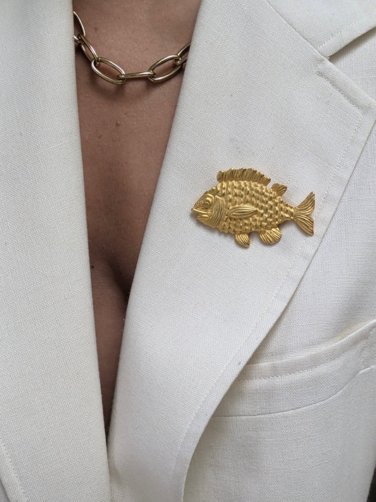 Vintage Gold Fish Brooch