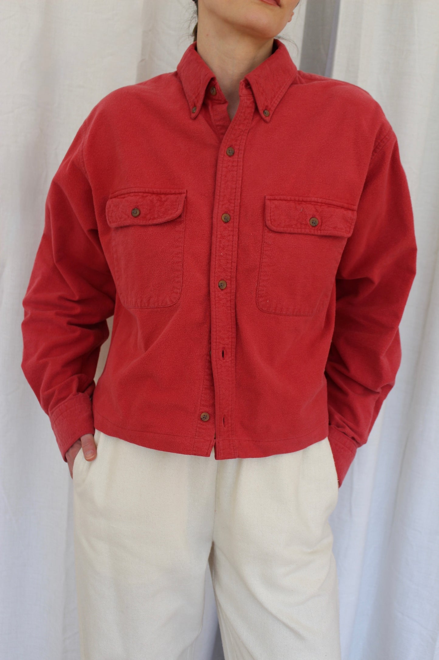Reworked Long Sleeve Cropped Button Down