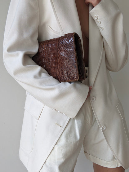 Vintage Genuine Crocodile Leather Clutch