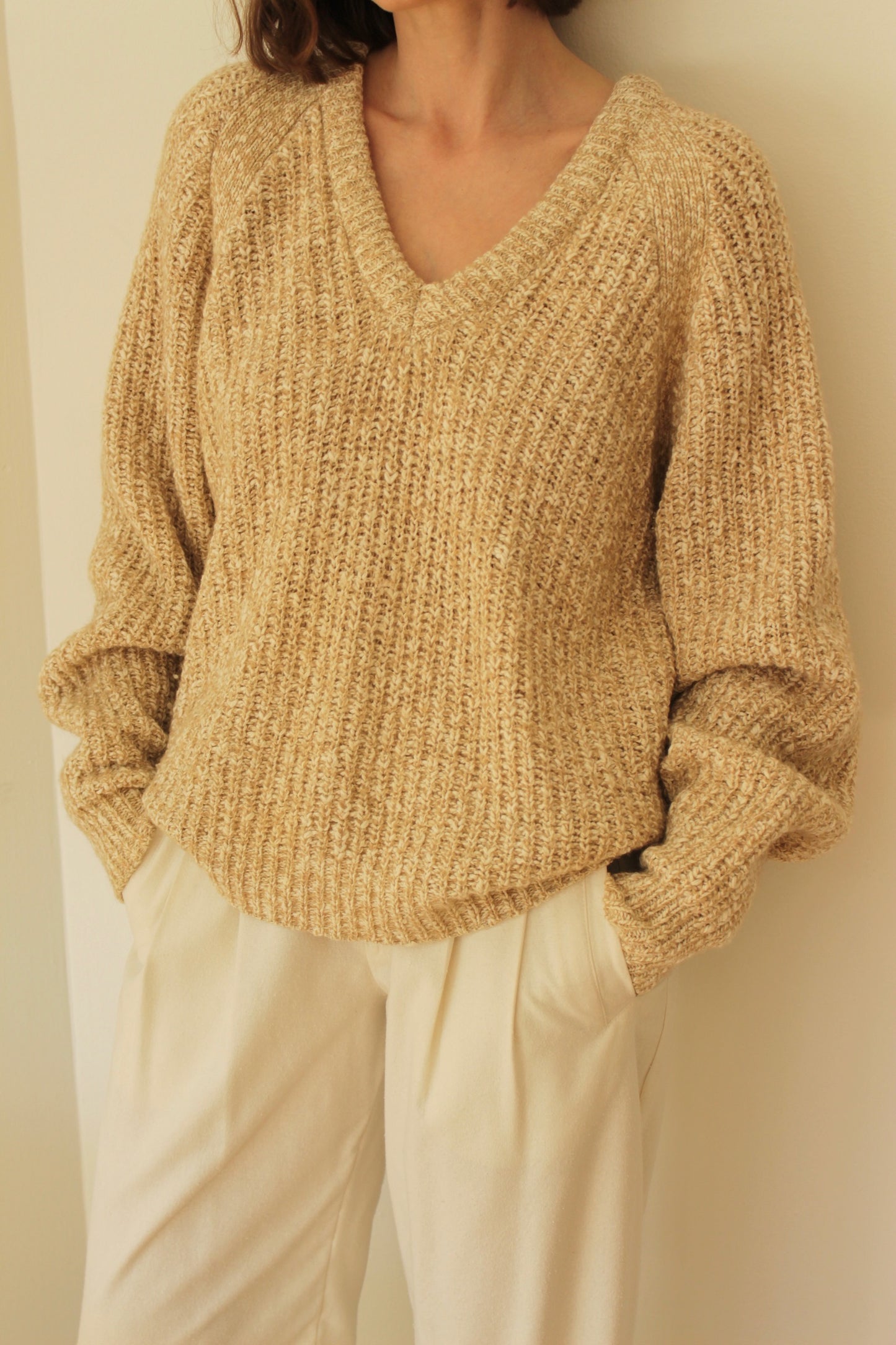 Vintage Sand Knitted Wool Sweater