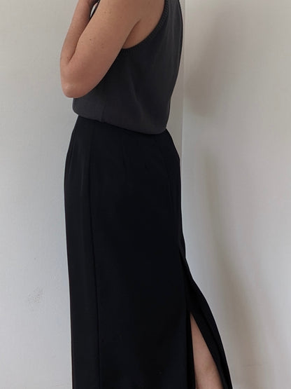 Vintage Onyx Lightweight Wool Twill Skirt