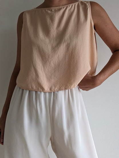 90s Cropped Peach Silk Top