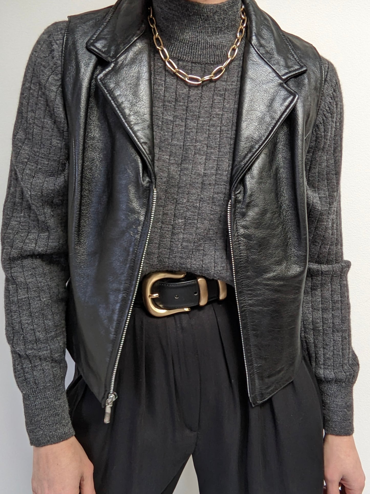 Vintage Wilsons Onyx Leather Zip Vest