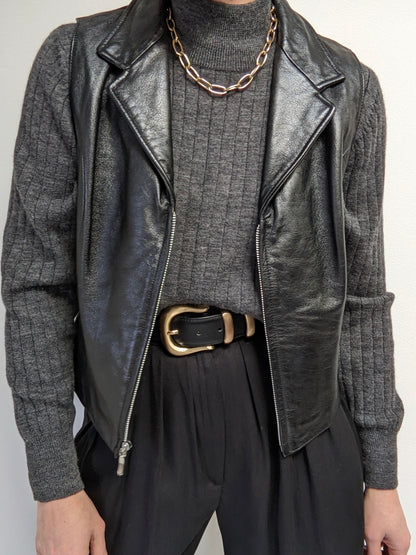 Vintage Wilsons Onyx Leather Zip Vest