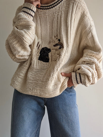 Favorite Vintage Embroidered Dog & Duck Sweater