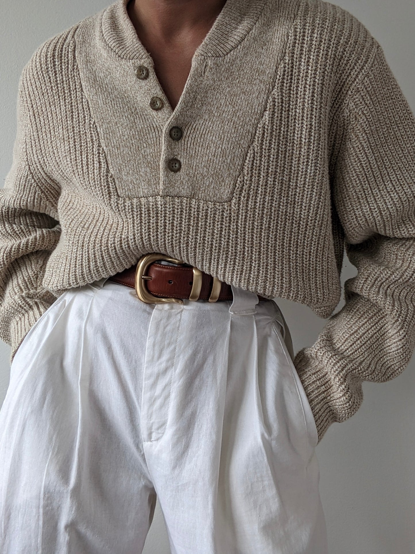 Vintage Oat Cotton Henley