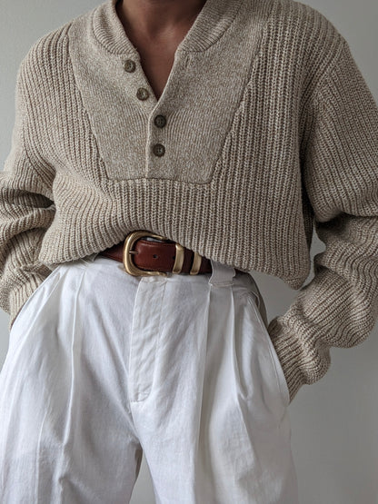 Vintage Oat Cotton Henley