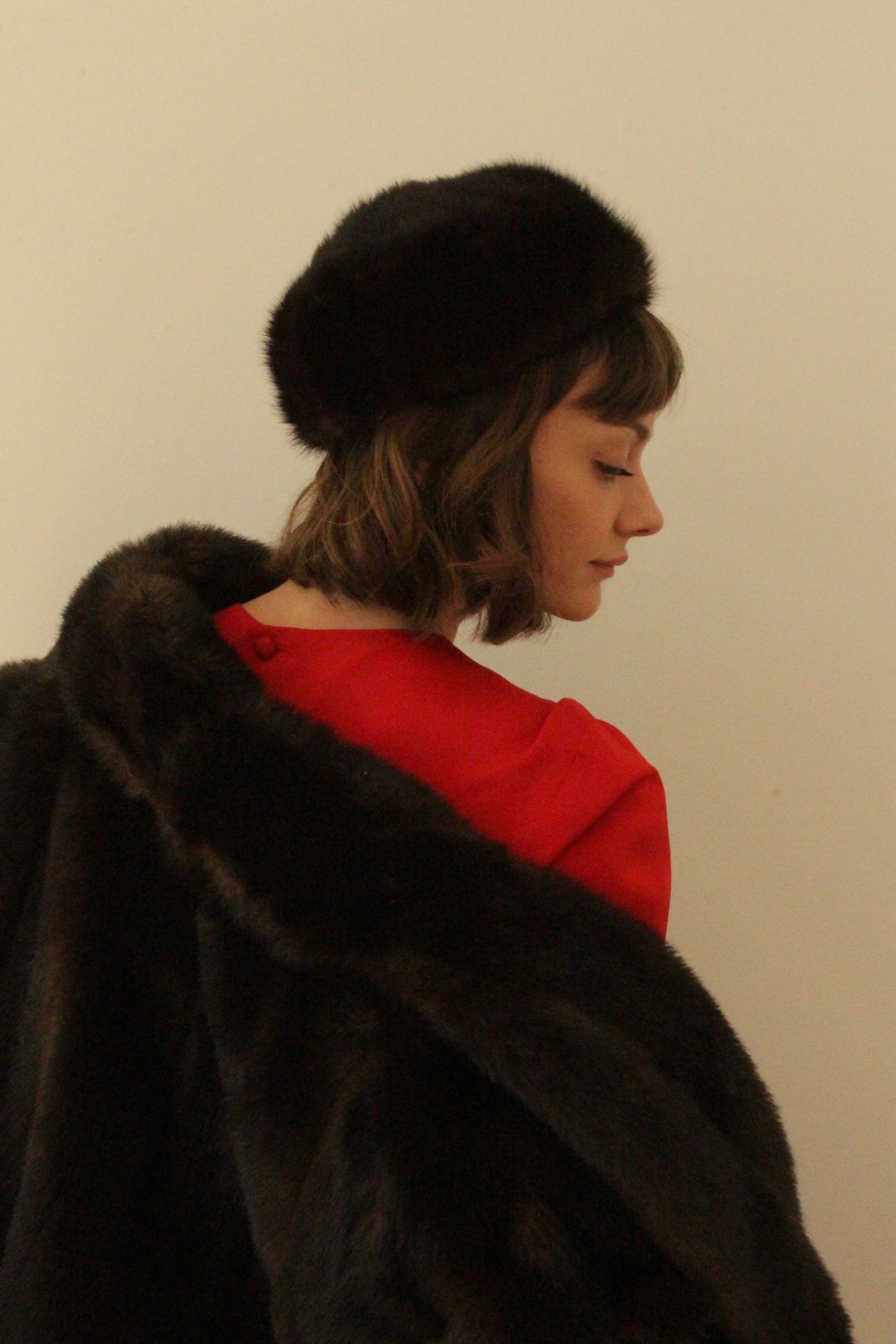 Amazing Vintage Espresso Fur Pillbox Hat