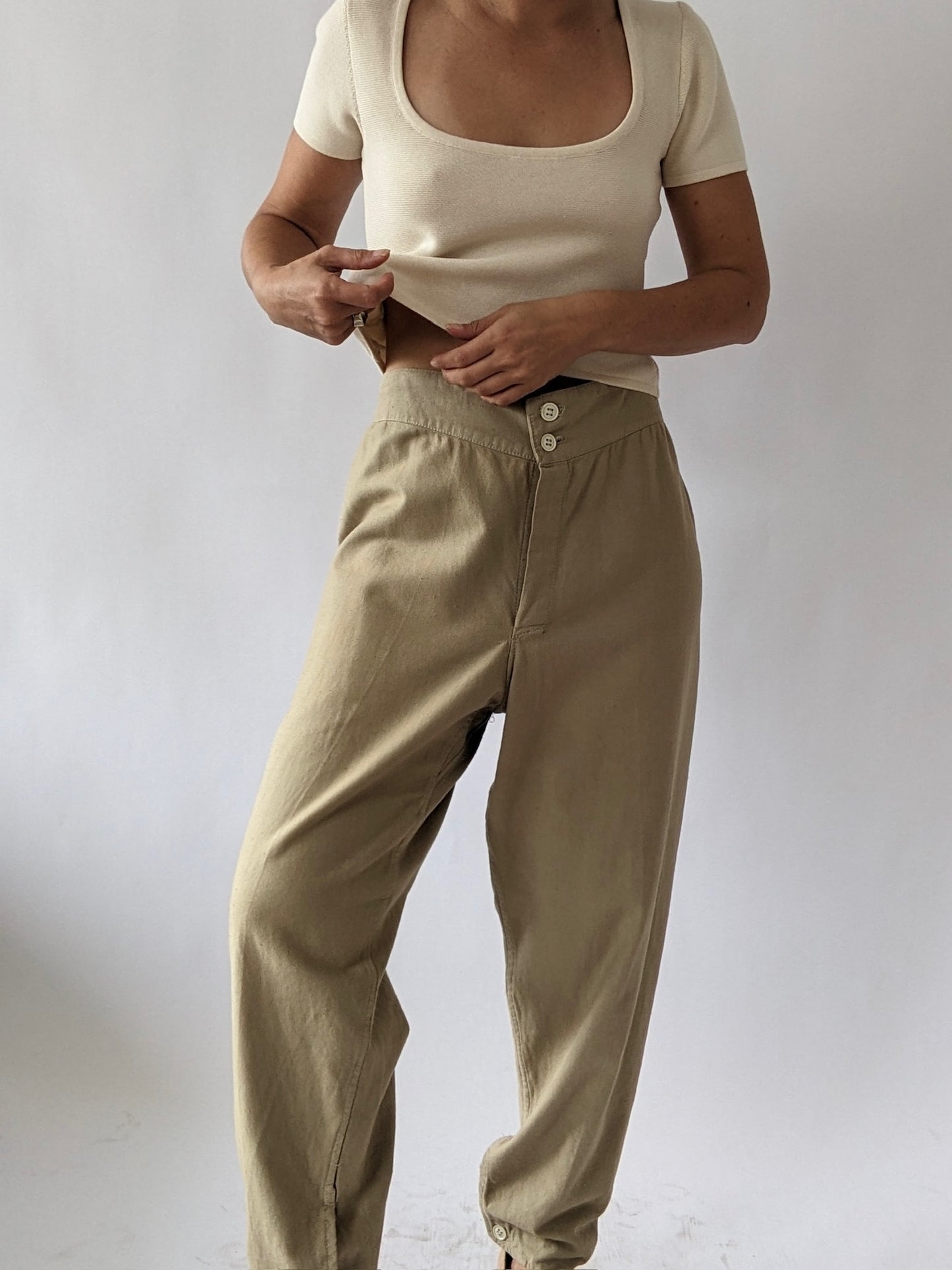 Incredible Vintage Khaki Twilled Trousers