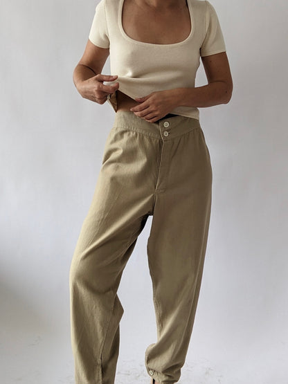 Incredible Vintage Khaki Twilled Trousers