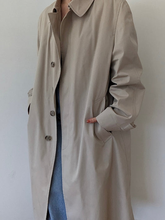 Classic Vintage Khaki Trench Coat